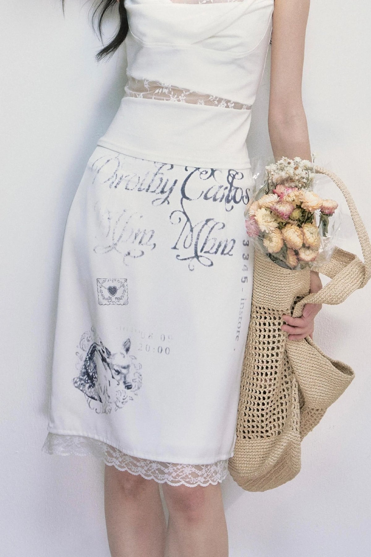 Satin Lace Fawn Skirt