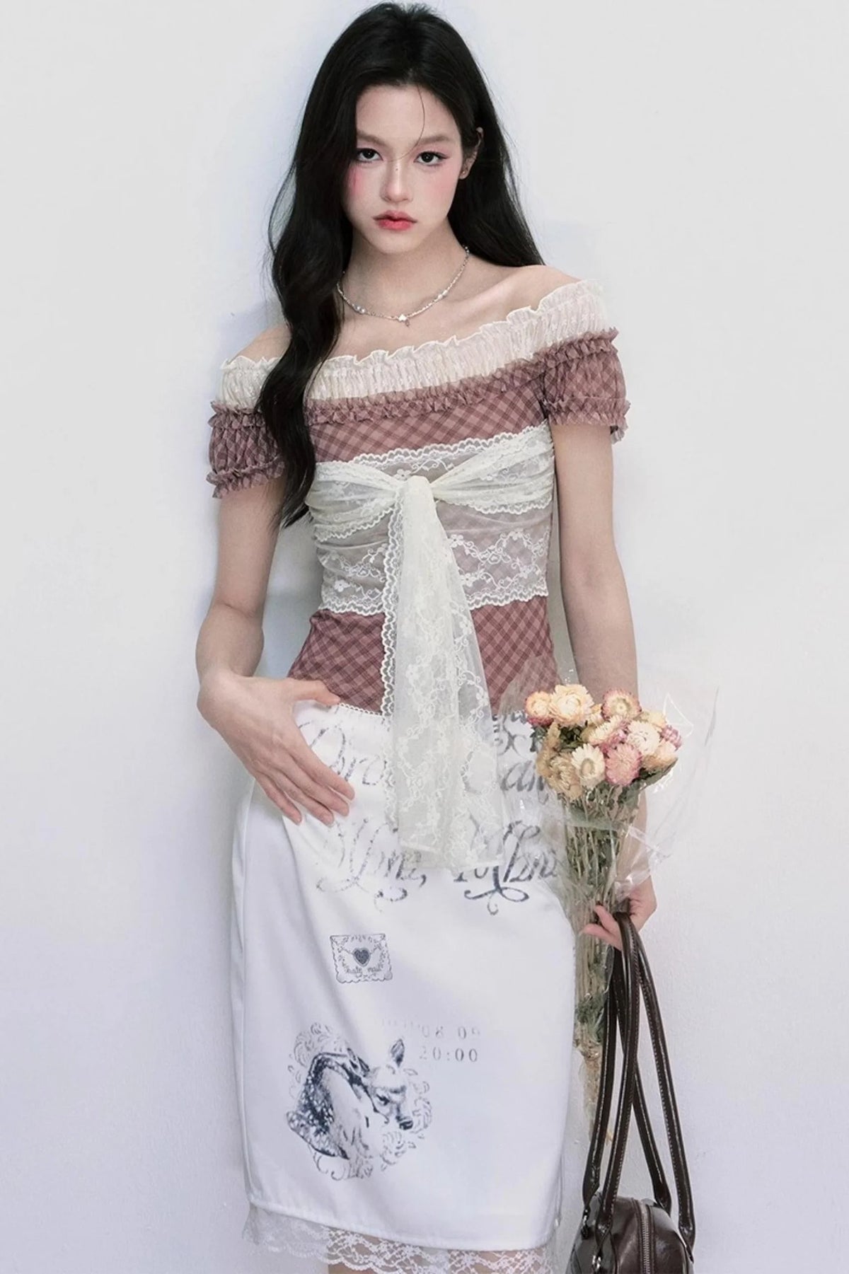 Satin Lace Fawn Skirt