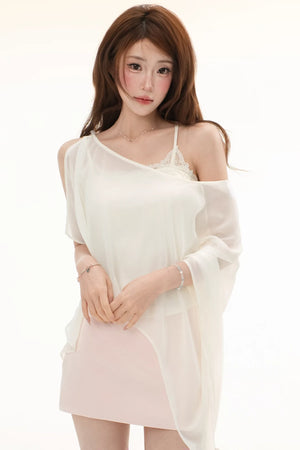 Satin Lace Off-Shoulder Top Set-Up