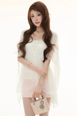 Satin Lace Off-Shoulder Top Set-Up