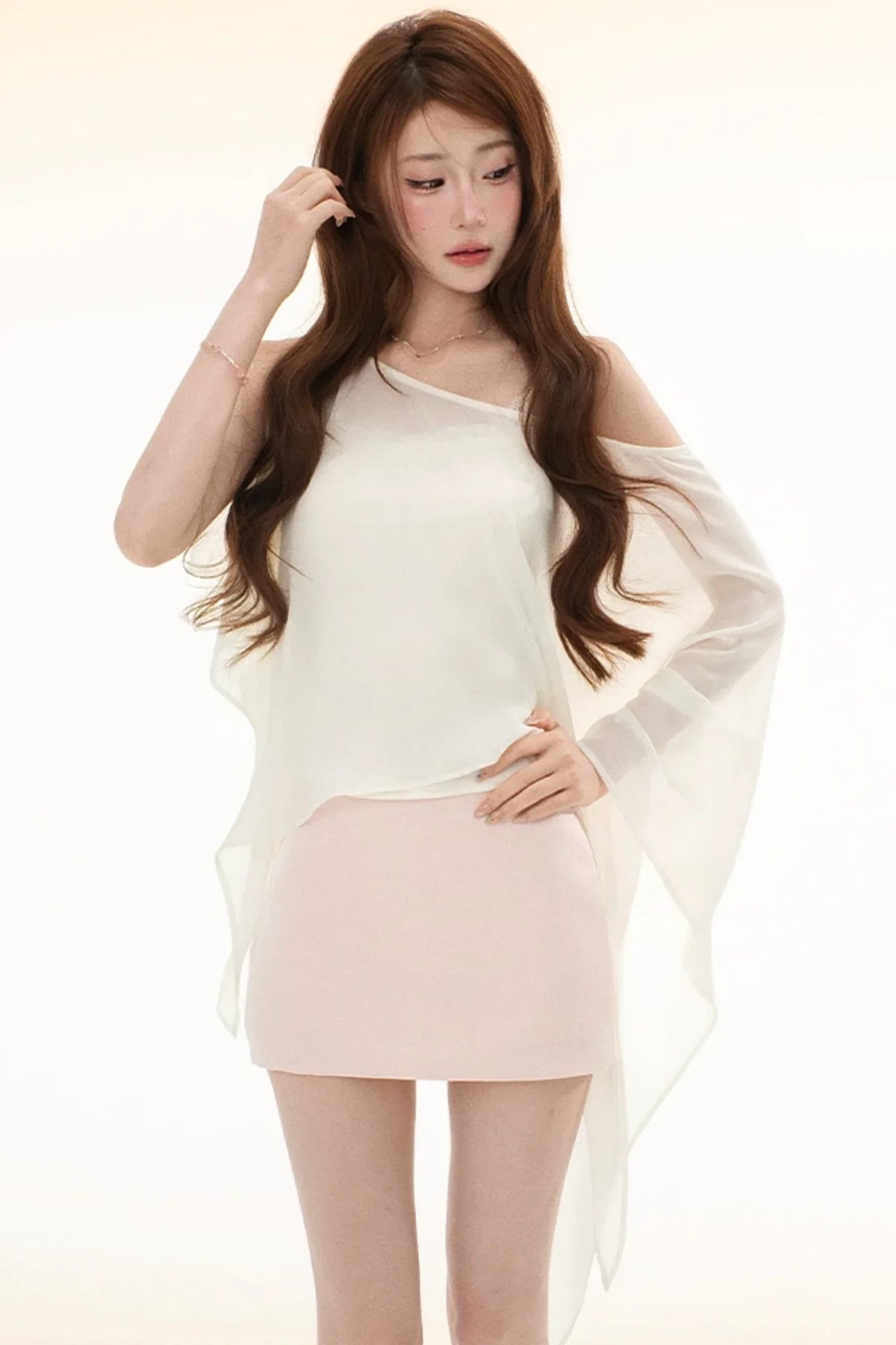 Satin Lace Off-Shoulder Top Set-Up