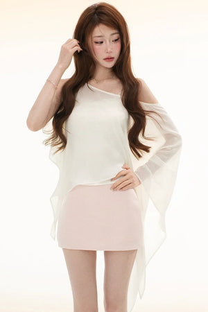 Satin Lace Off-Shoulder Top Set-Up
