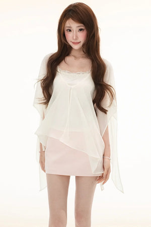 Satin Lace Off-Shoulder Top Set-Up