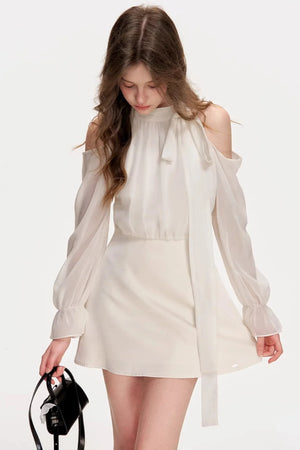 Satin Off-Shoulder A-Line Dress