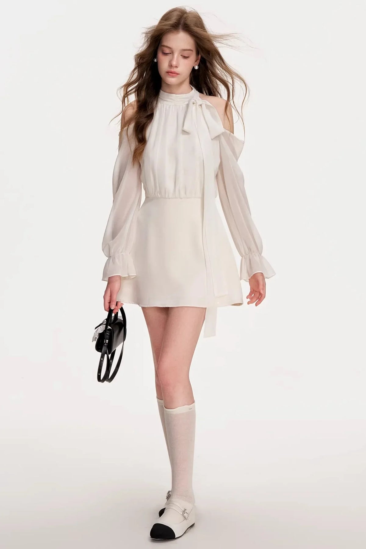 Satin Off-Shoulder A-Line Dress