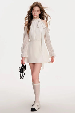 Satin Off-Shoulder A-Line Dress