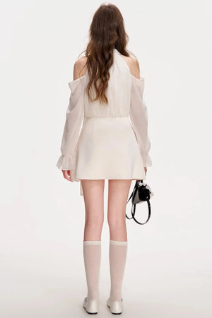 Satin Off-Shoulder A-Line Dress
