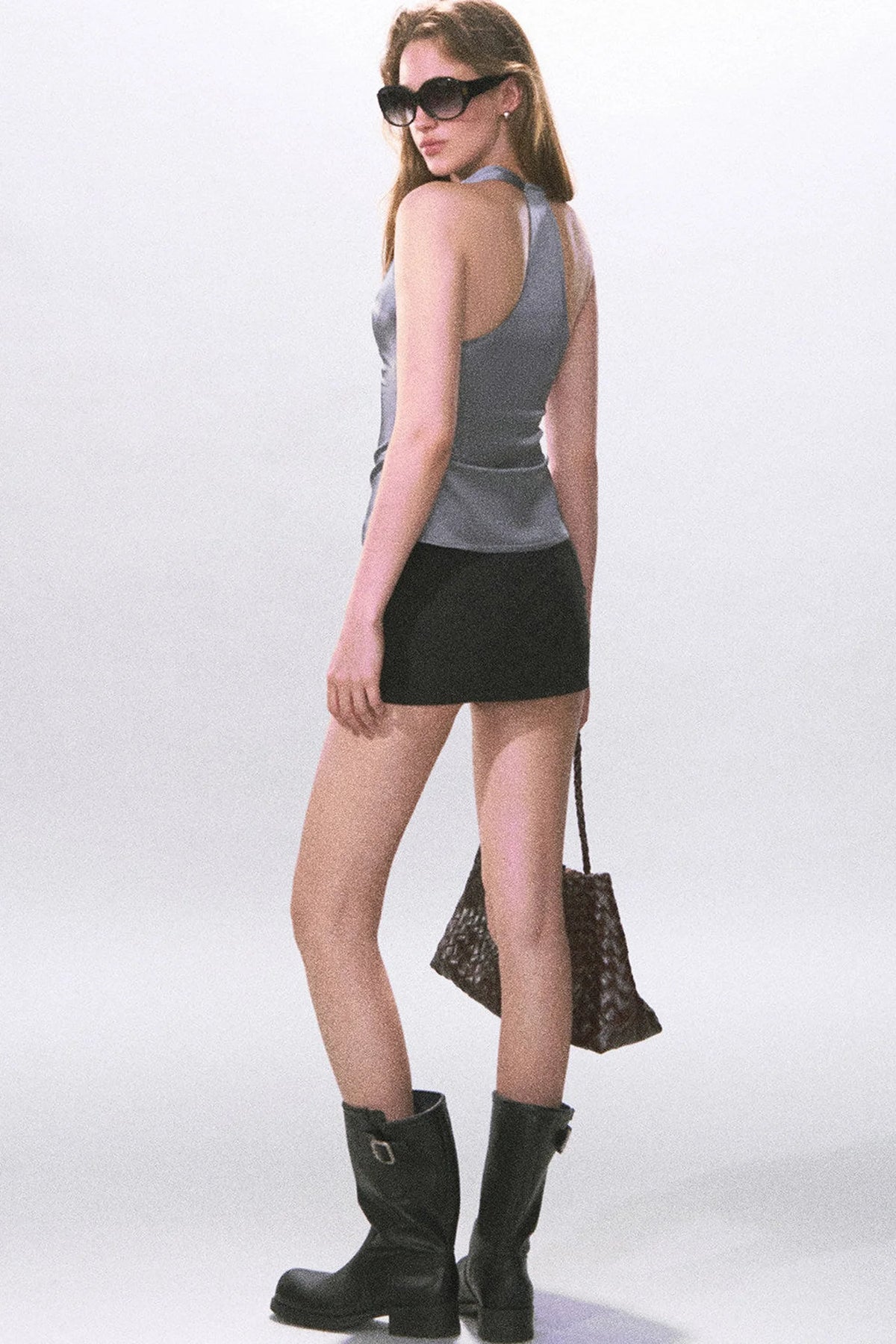 Satin Scoop Neck Halter Top