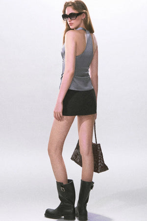 Satin Scoop Neck Halter Top