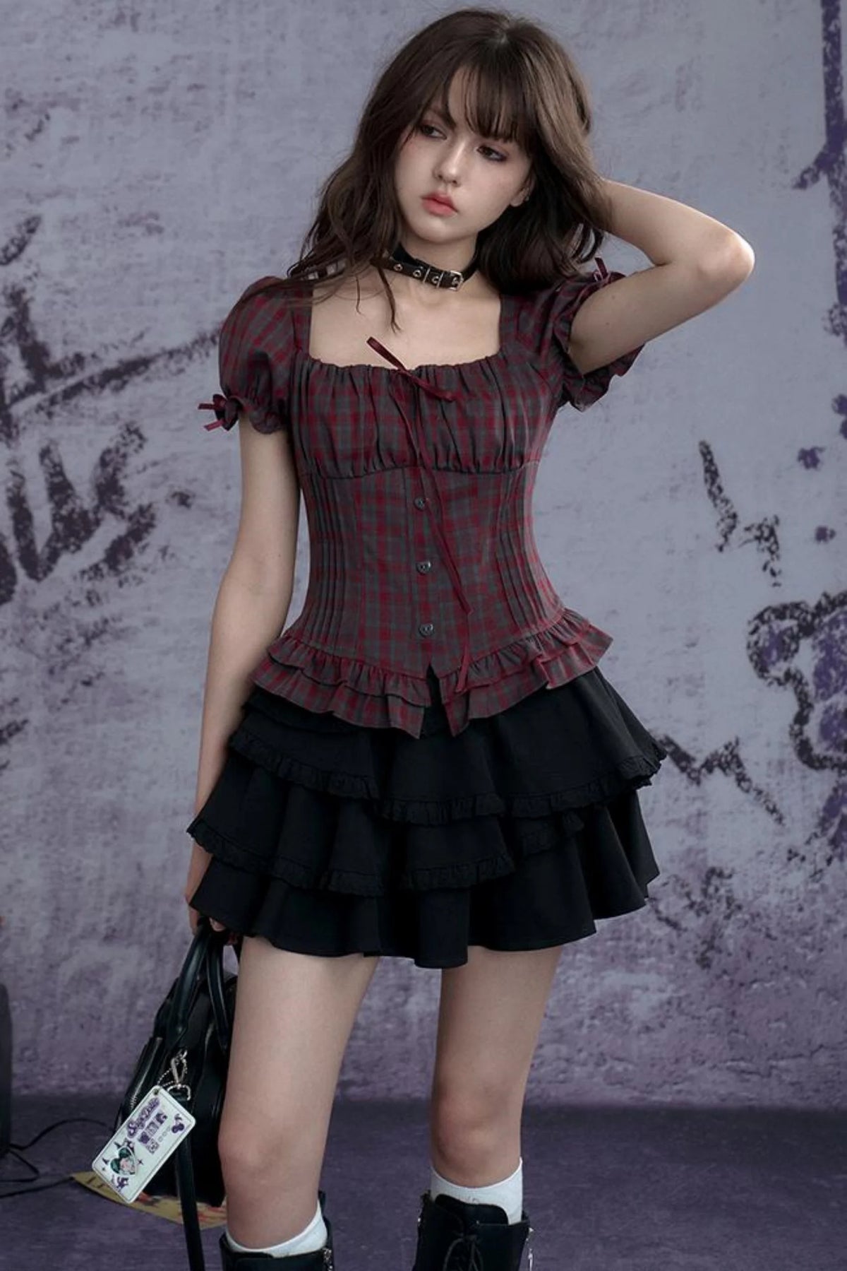 Scarlet Moon Plaid Bubble Shirt
