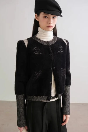 Scattered Roses Jacquard Cardigan