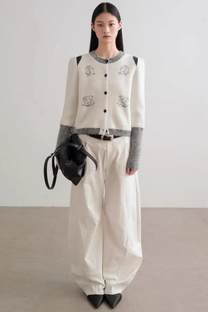 Scattered Roses Jacquard Cardigan