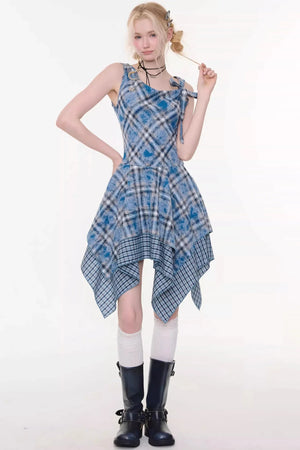 Sea Mist Blue Plaid Dress