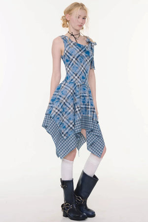 Sea Mist Blue Plaid Dress