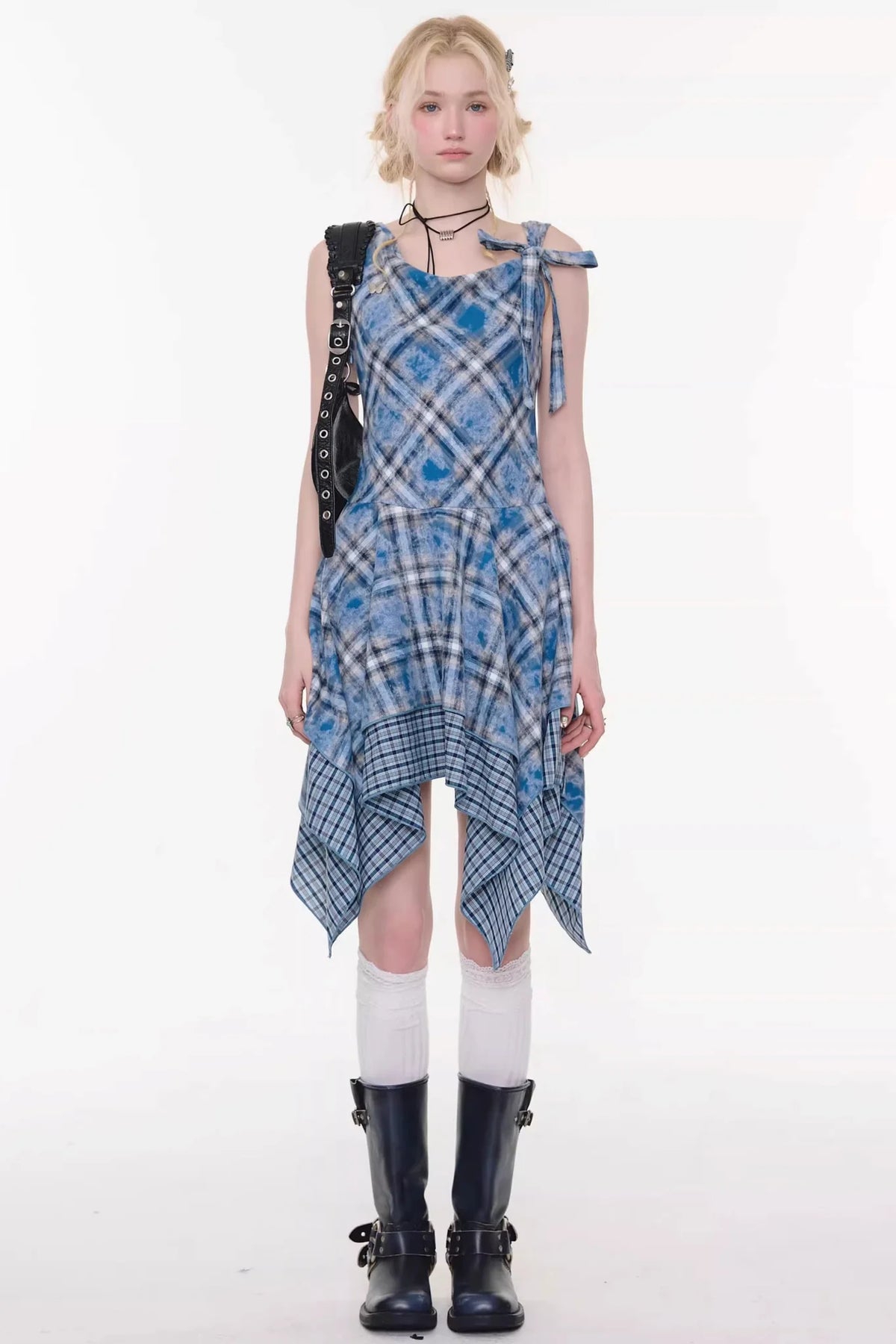 Sea Mist Blue Plaid Dress