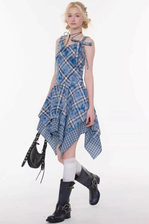Sea Mist Blue Plaid Dress