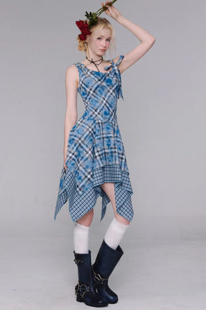 Sea Mist Blue Plaid Dress