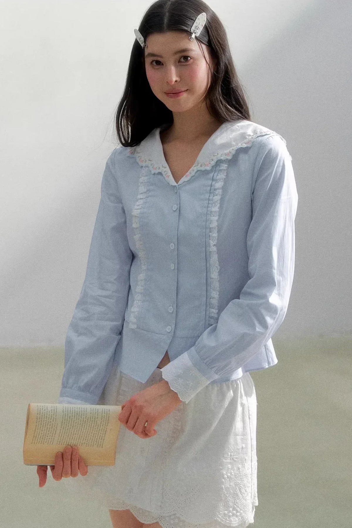 Sea of Spring Embroidered Blouse