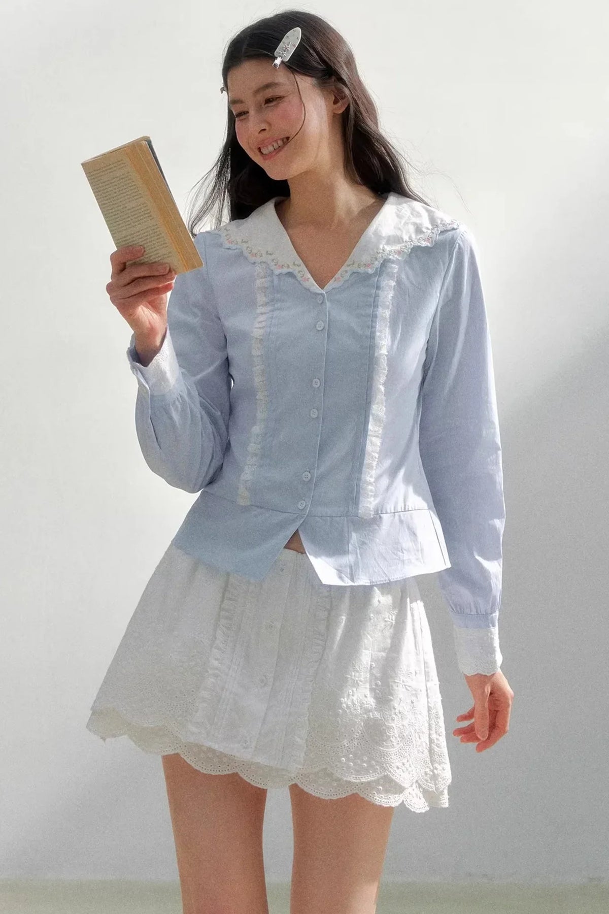 Sea of Spring Embroidered Blouse