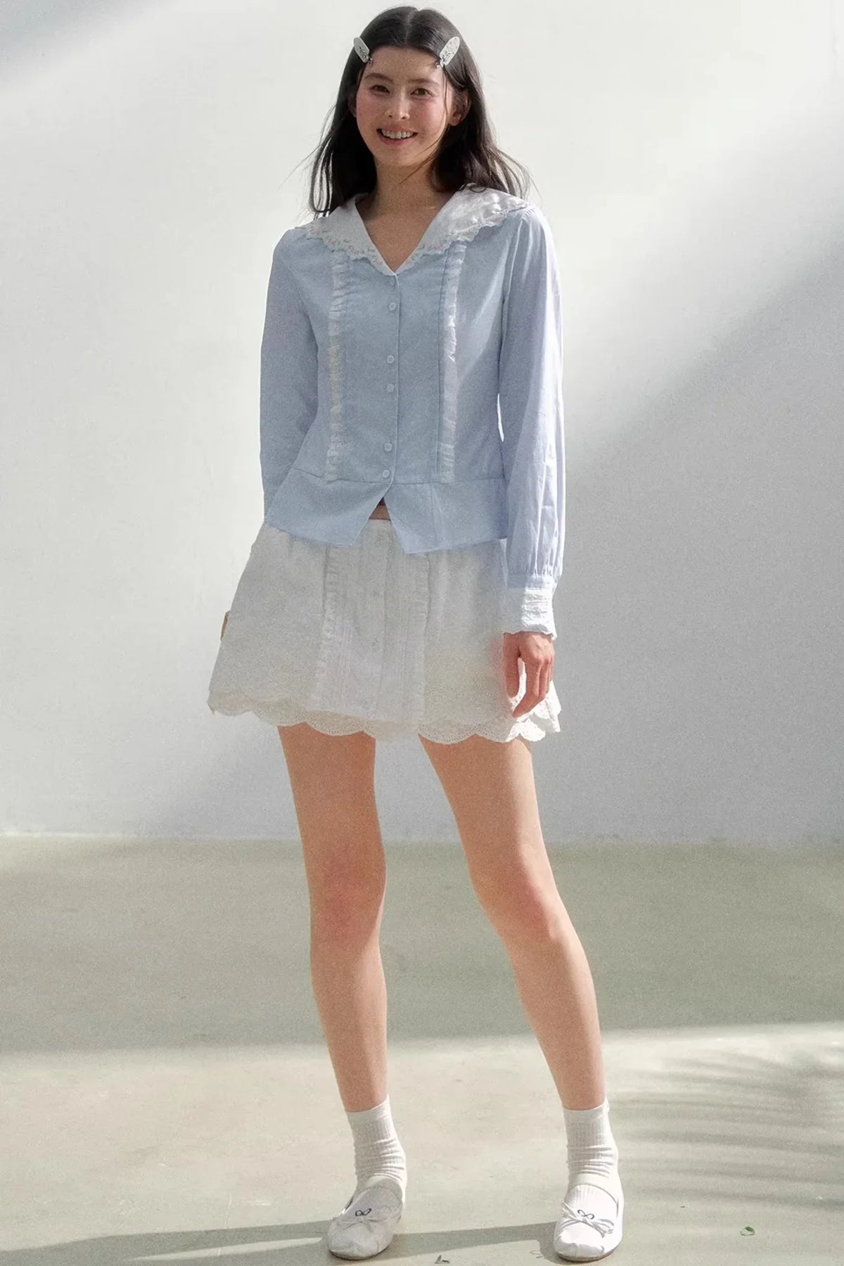 Sea of Spring Embroidered Blouse