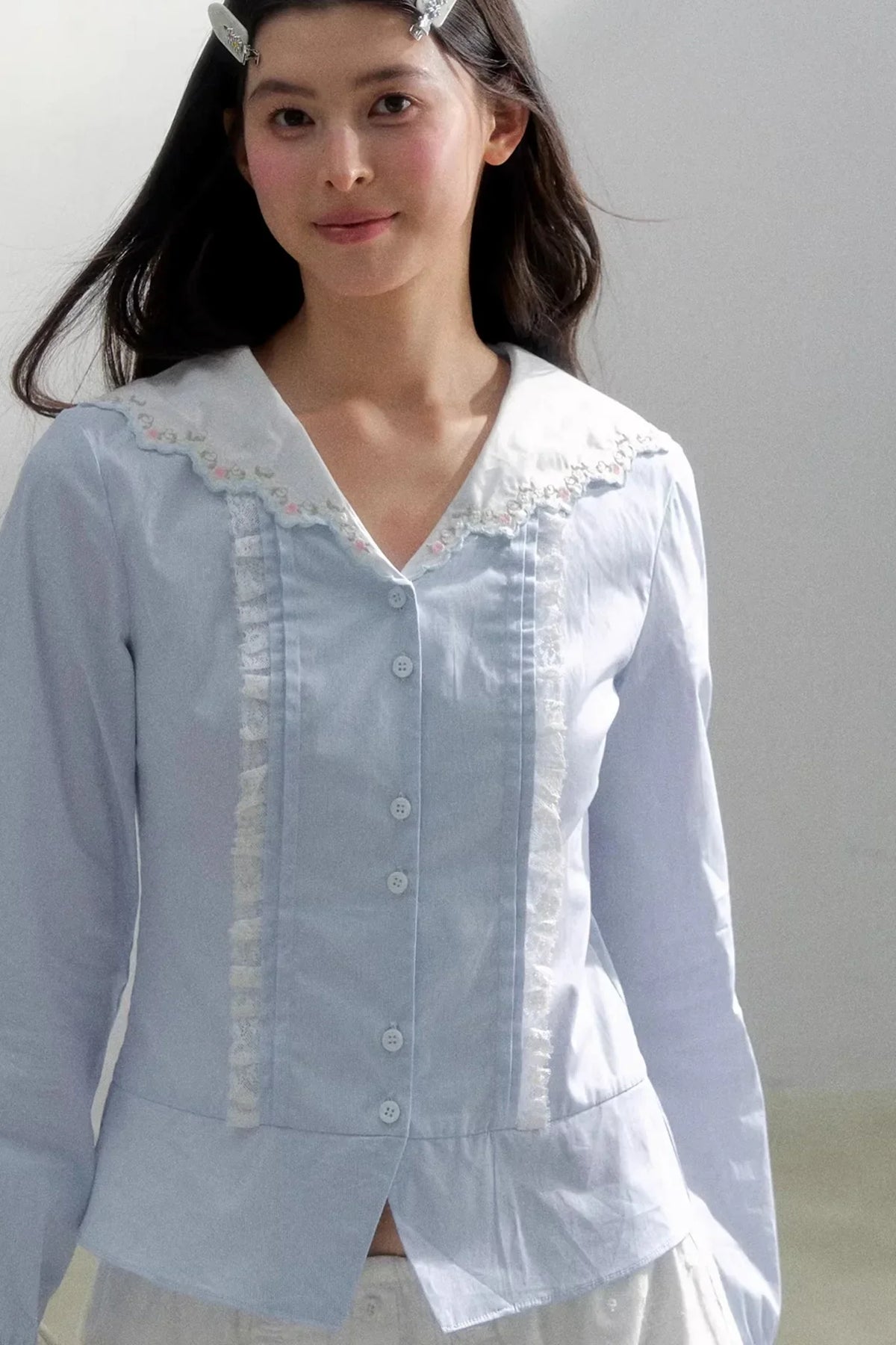 Sea of Spring Embroidered Blouse