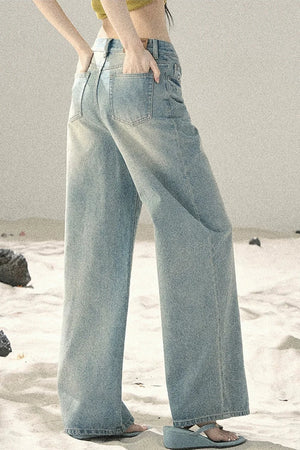 Sea Salt Butterfly Wide-Leg Jeans