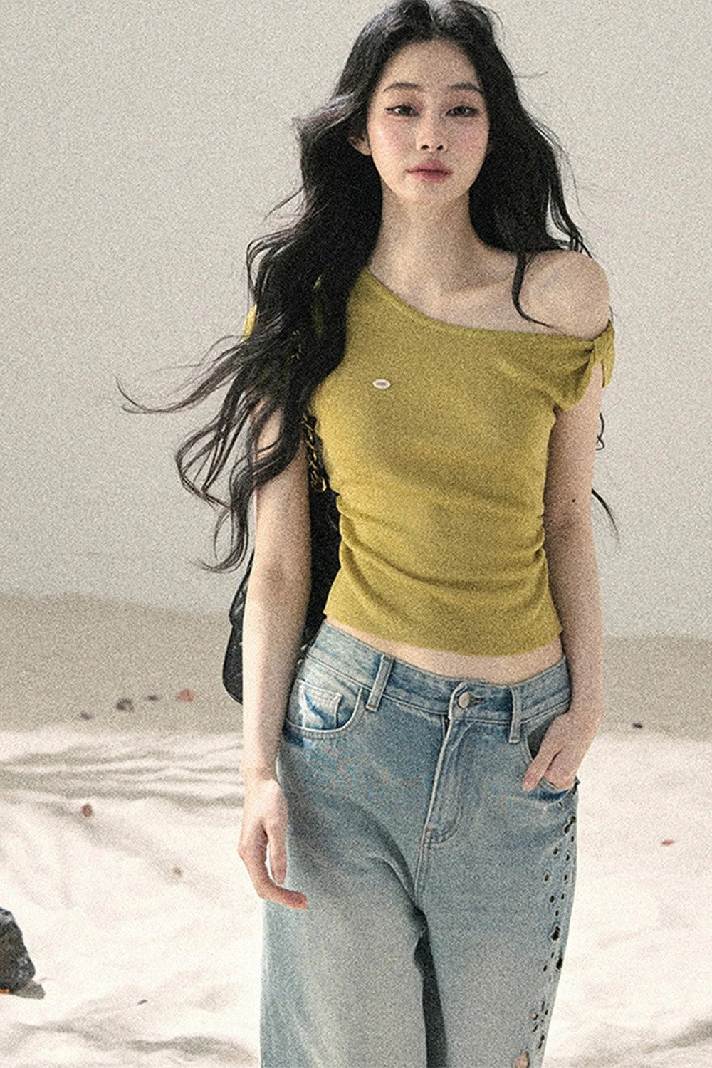 Sea Salt Butterfly Wide-Leg Jeans