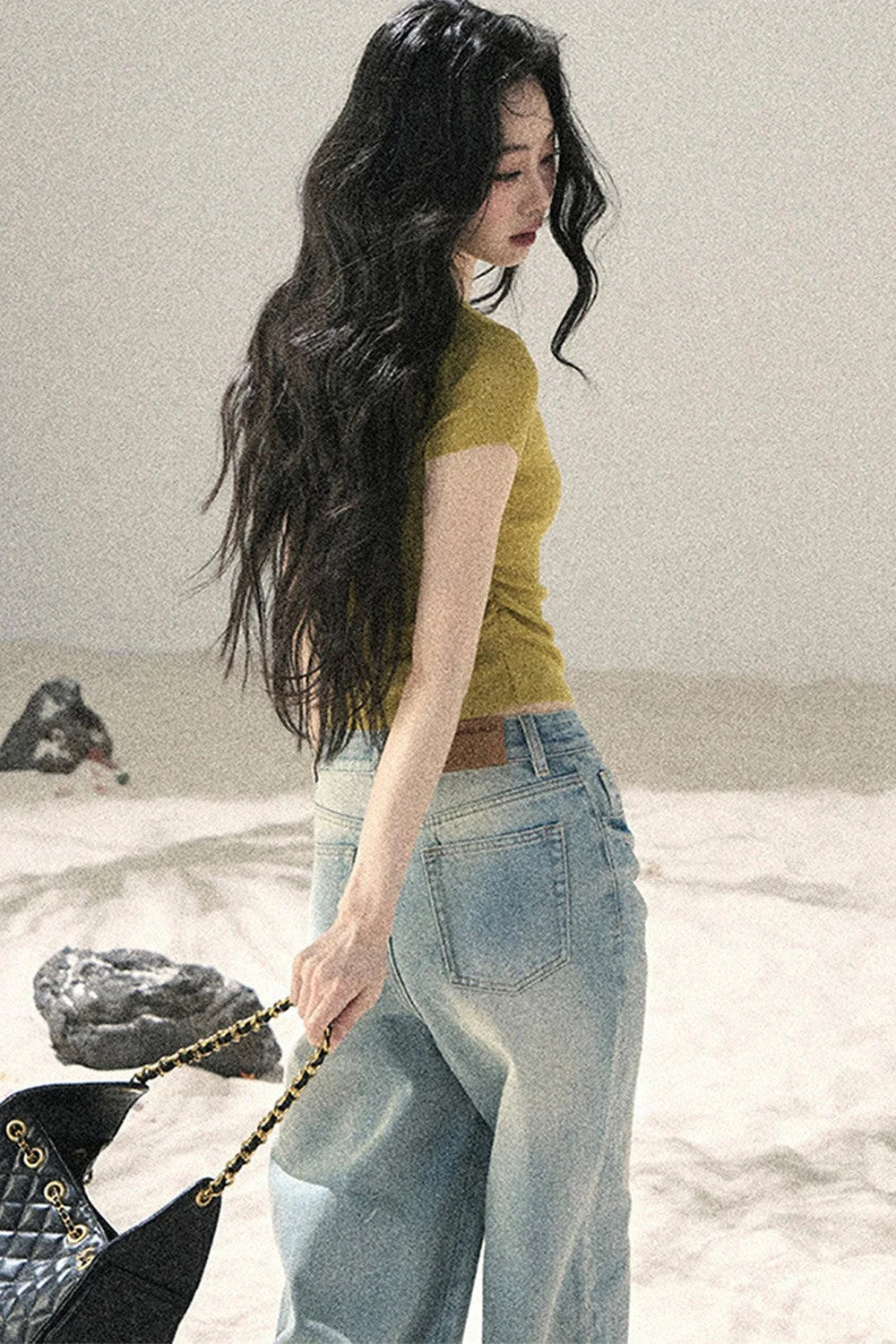 Sea Salt Butterfly Wide-Leg Jeans