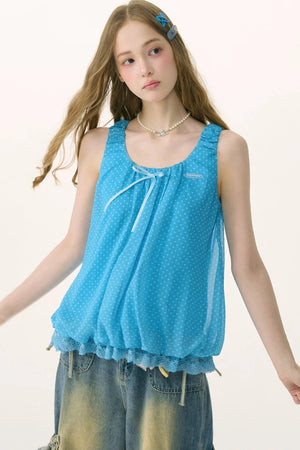 Sea Salt Lace Polka Dot Top
