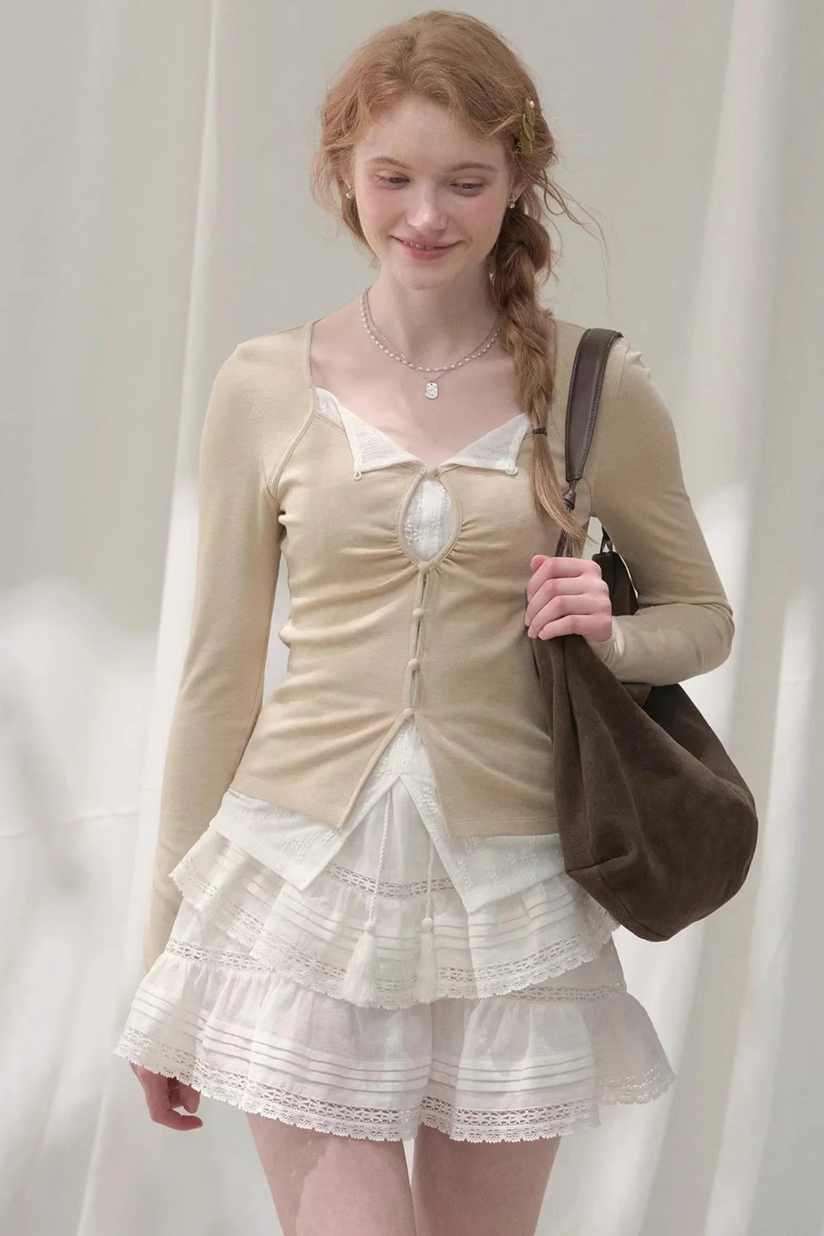 Seashell Lace Layered Top