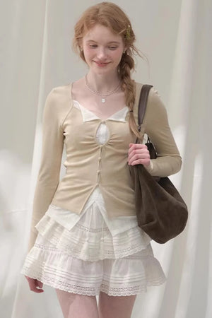 Seashell Lace Layered Top