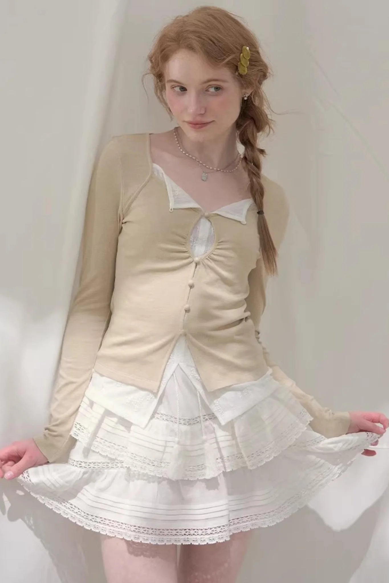 Seashell Lace Layered Top