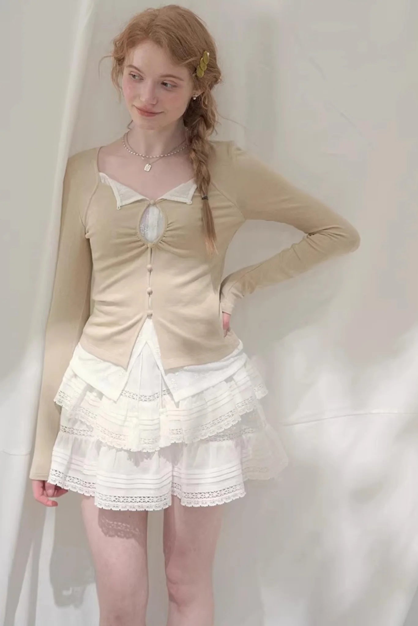 Seashell Lace Layered Top