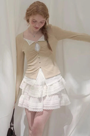 Seashell Lace Layered Top