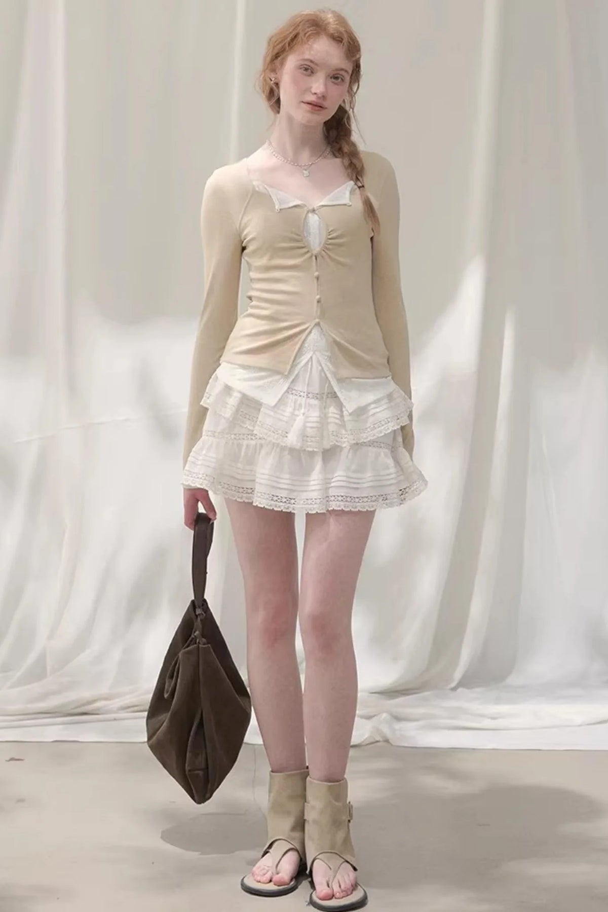 Seashell Lace Layered Top