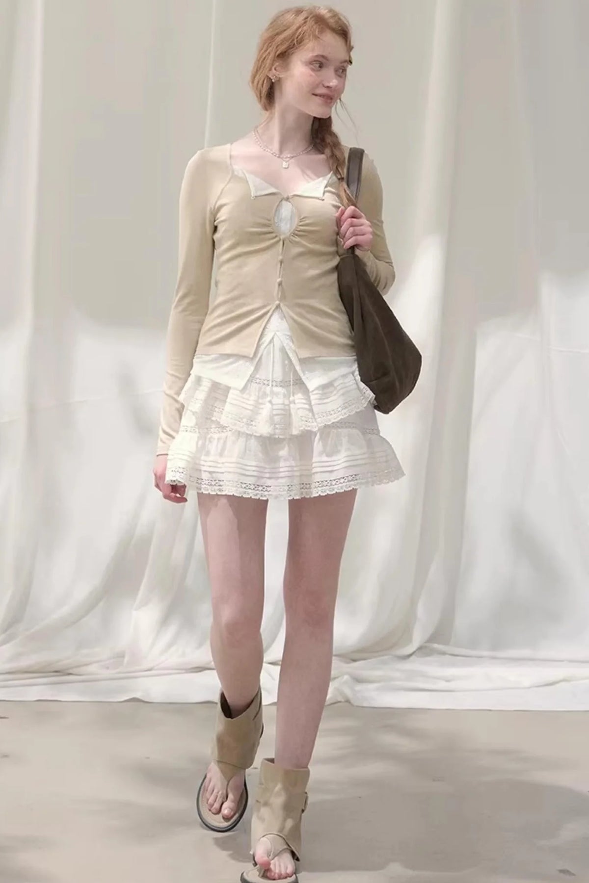 Seashell Lace Layered Top