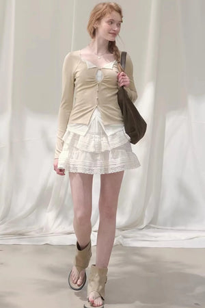 Seashell Lace Layered Top