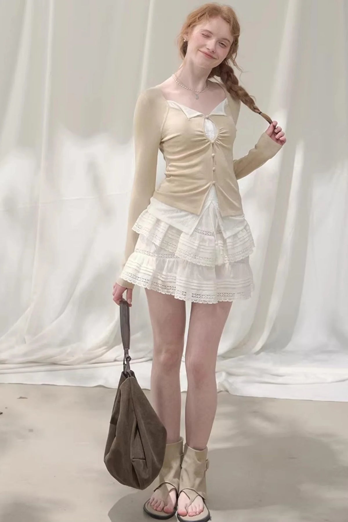 Seashell Lace Layered Top