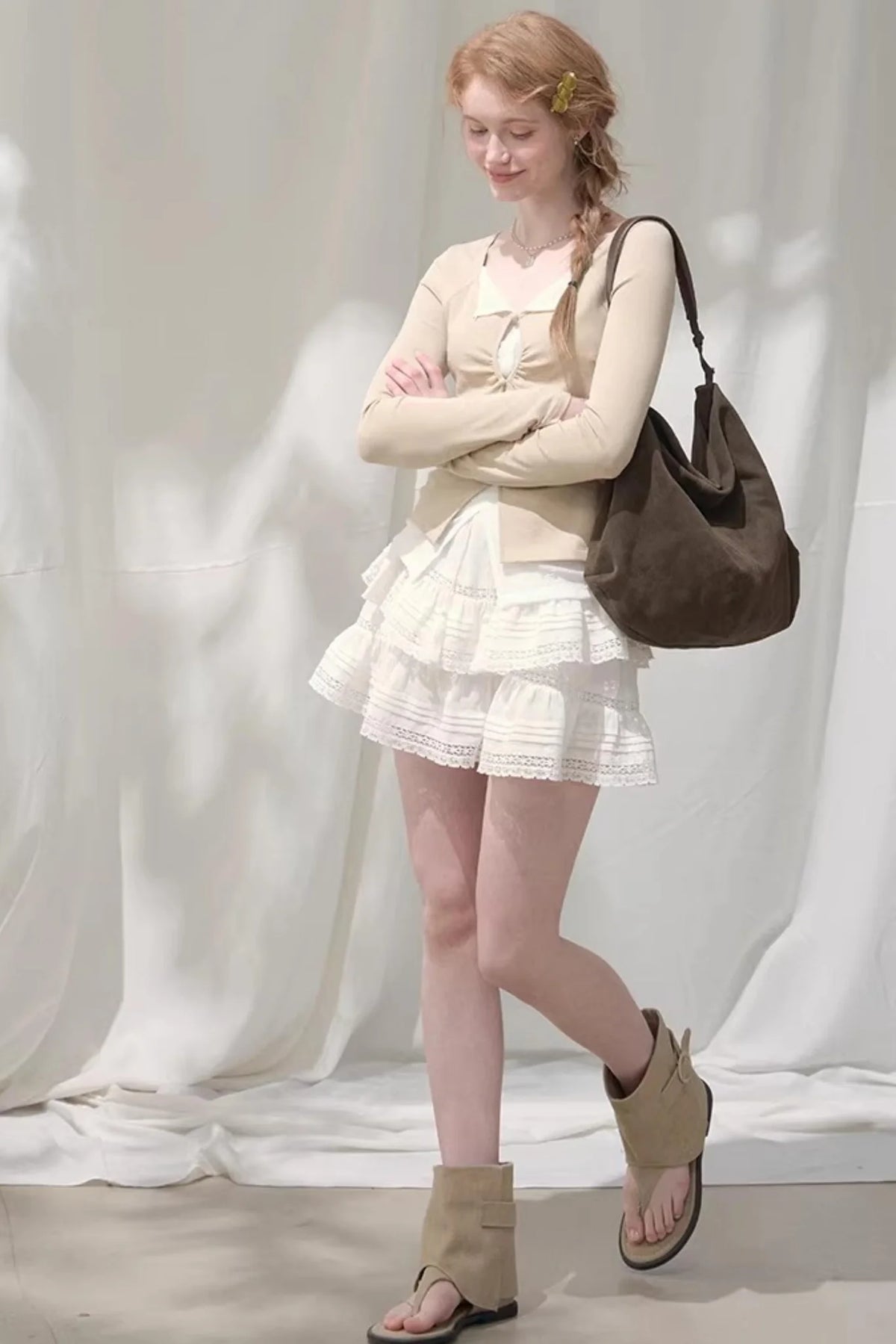 Seashell Lace Layered Top