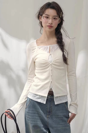 Seashell Lace Layered Top