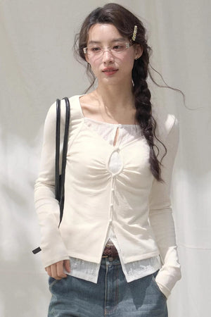 Seashell Lace Layered Top