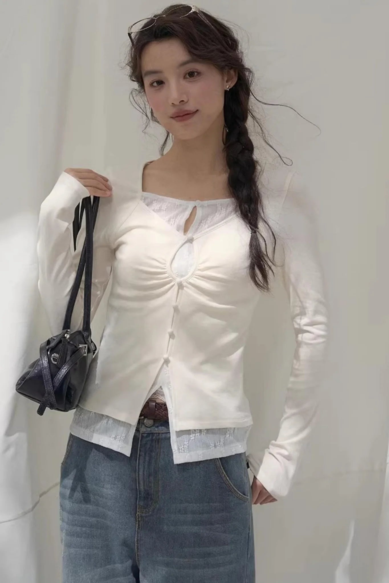 Seashell Lace Layered Top