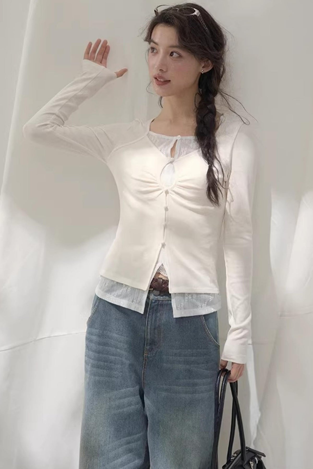 Seashell Lace Layered Top