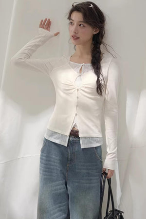 Seashell Lace Layered Top