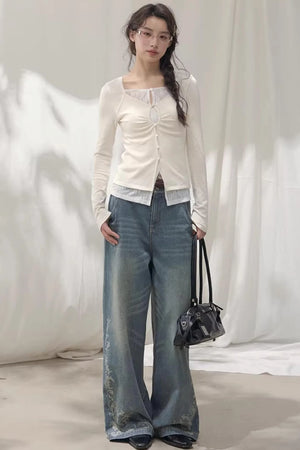 Seashell Lace Layered Top