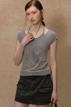 Seashell V-Neck Printed Top