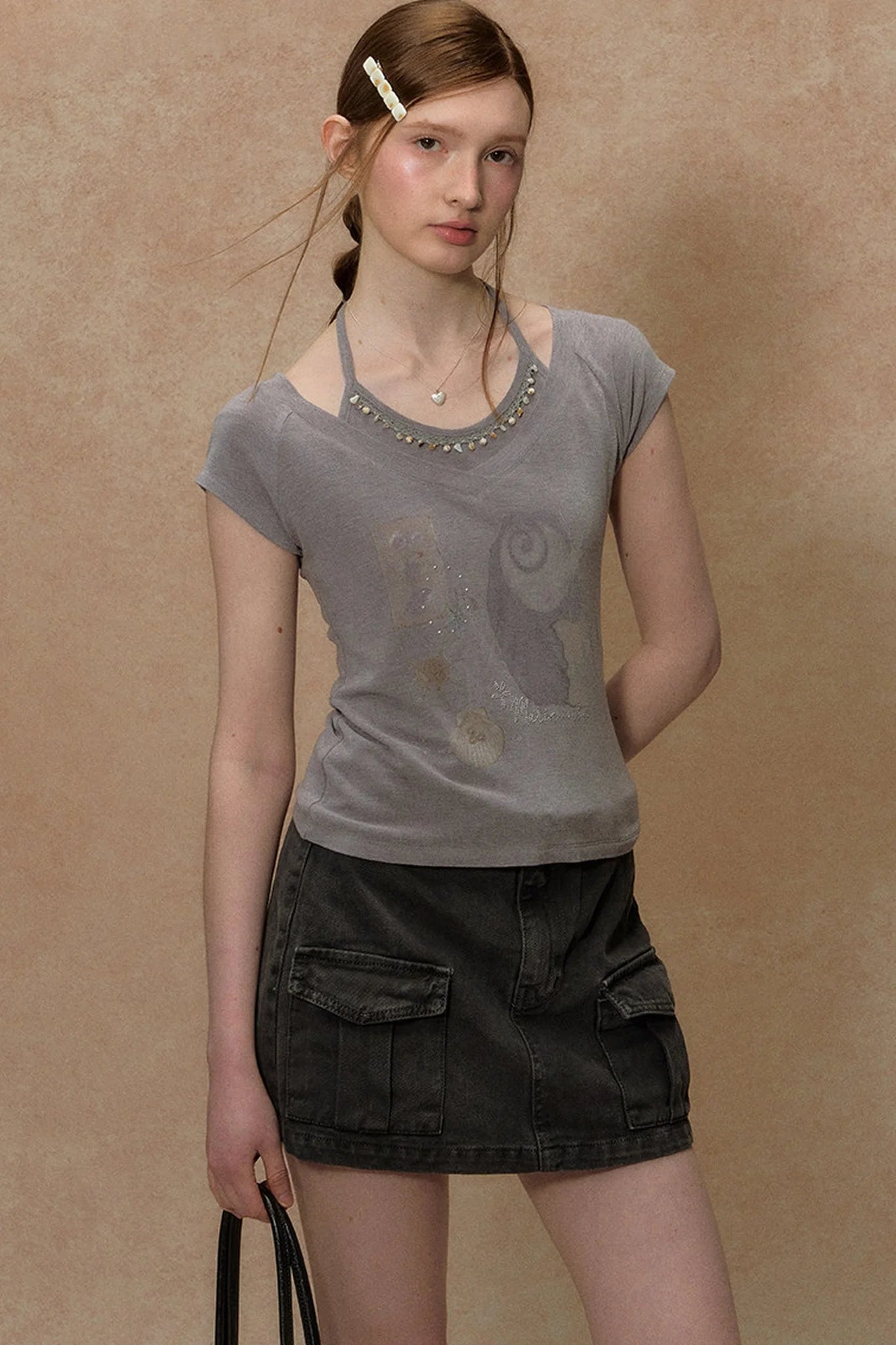 Seashell V-Neck Printed Top