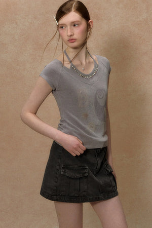 Seashell V-Neck Printed Top