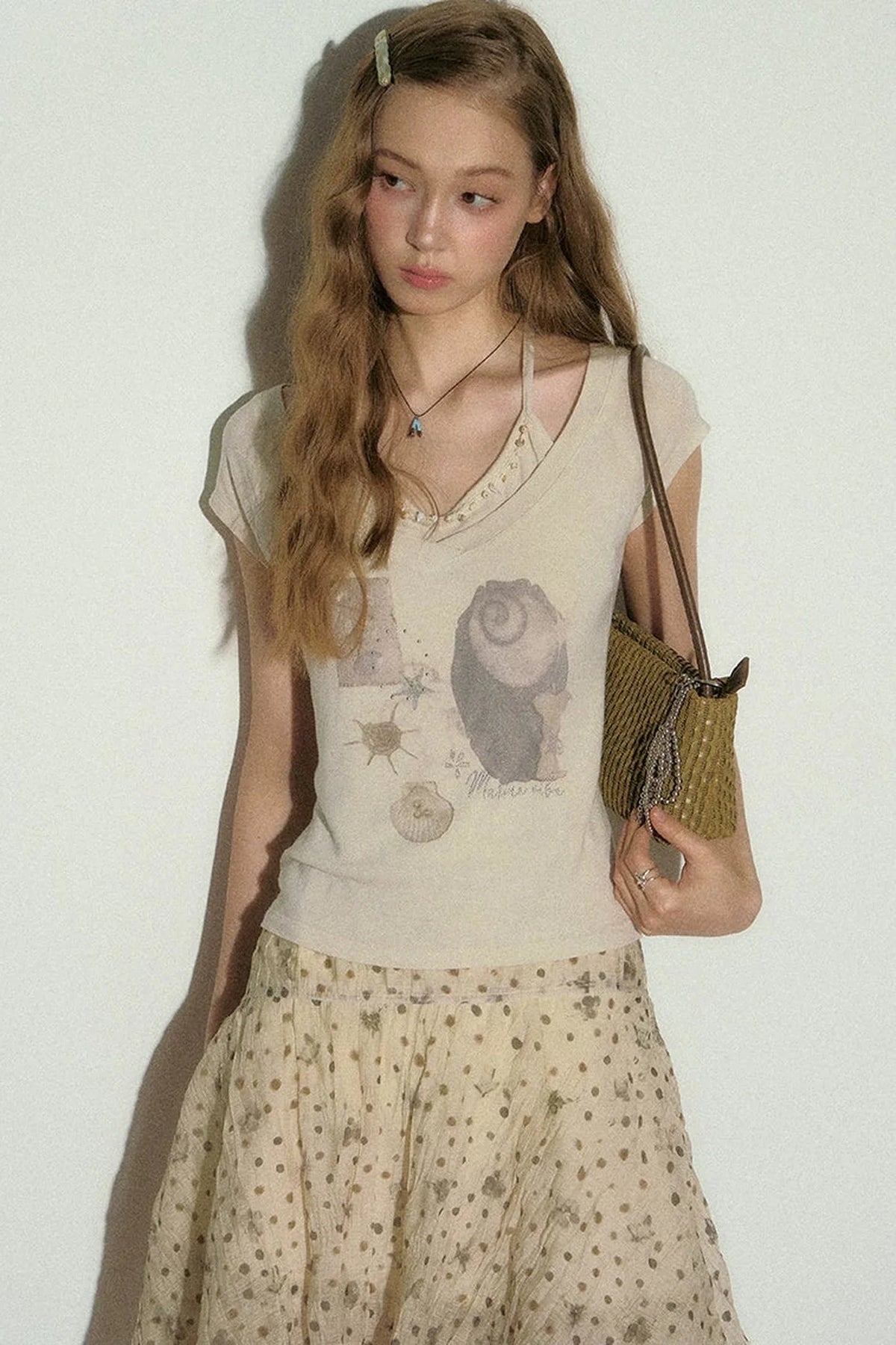 Seashell V-Neck Printed Top