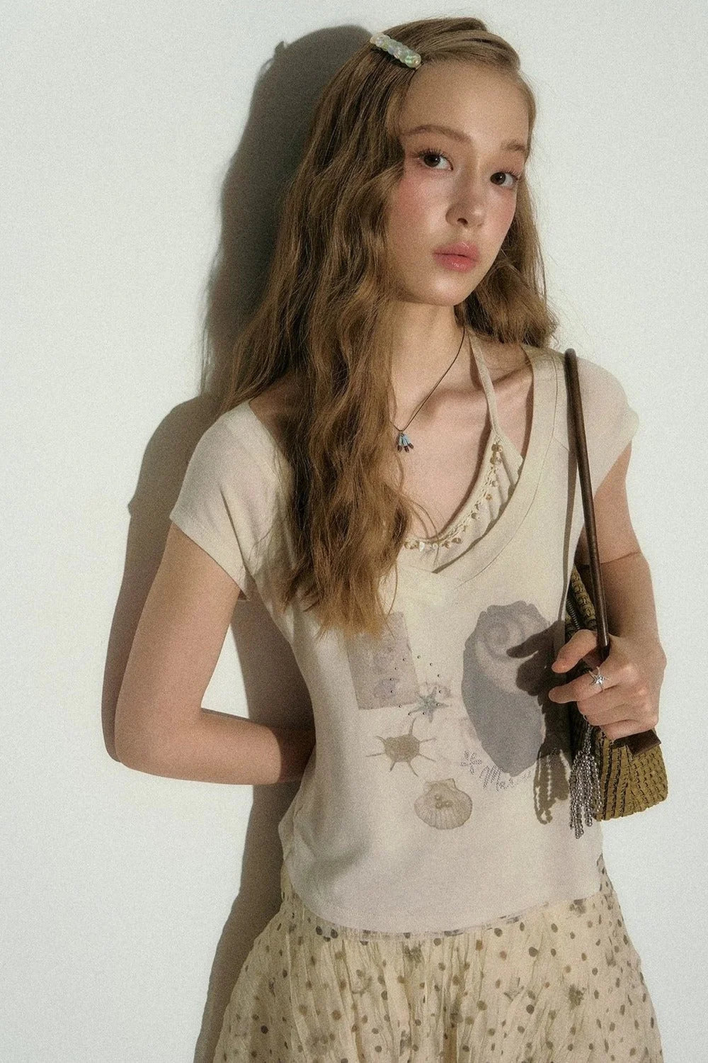 Seashell V-Neck Printed Top
